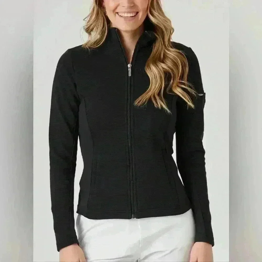 Straight Down swing jacket in black for women, size S